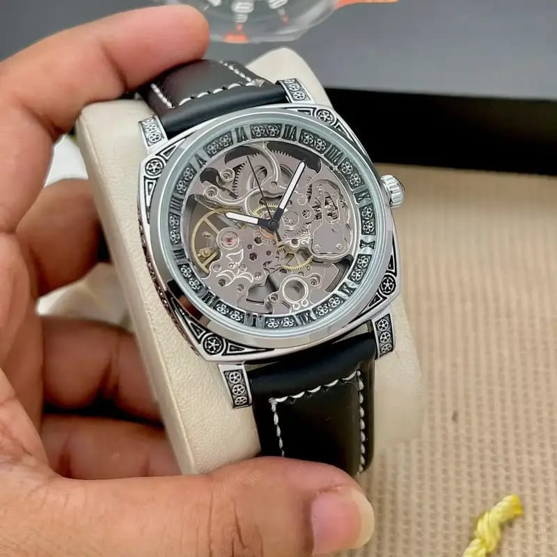 FORSINING 8247 hot selling Automatic male mechanical watch leather Strap water proofing strap auto date business wrist watch