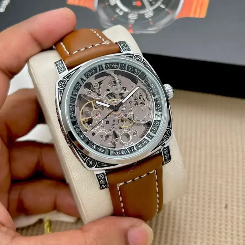 FORSINING 8247 hot selling Automatic male mechanical watch leather Strap water proofing strap auto date business wrist watch