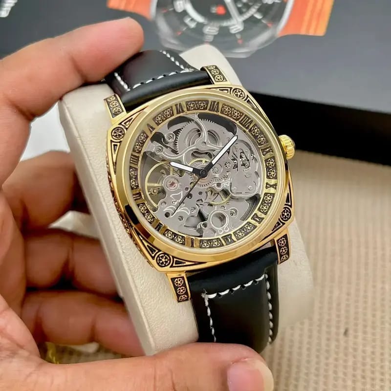 FORSINING 8247 hot selling Automatic male mechanical watch leather Strap water proofing strap auto date business wrist watch