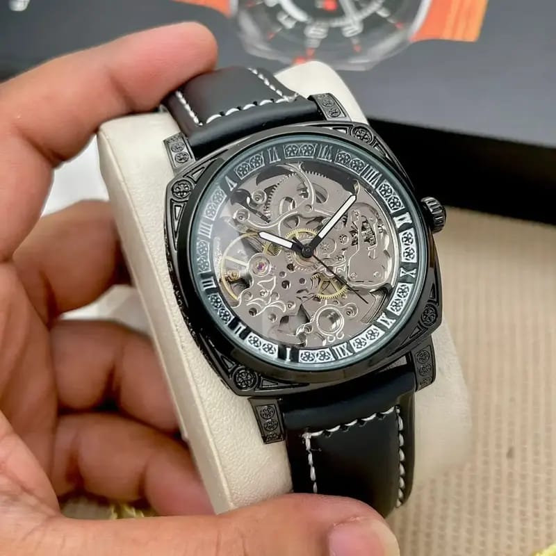 FORSINING 8247 hot selling Automatic male mechanical watch leather Strap water proofing strap auto date business wrist watch