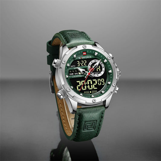 Hot Sale NAVIFORCE 9208 Quartz Watches Men Casual Sports Double Time Dual Time Quartz Wrist Watch Waterproof