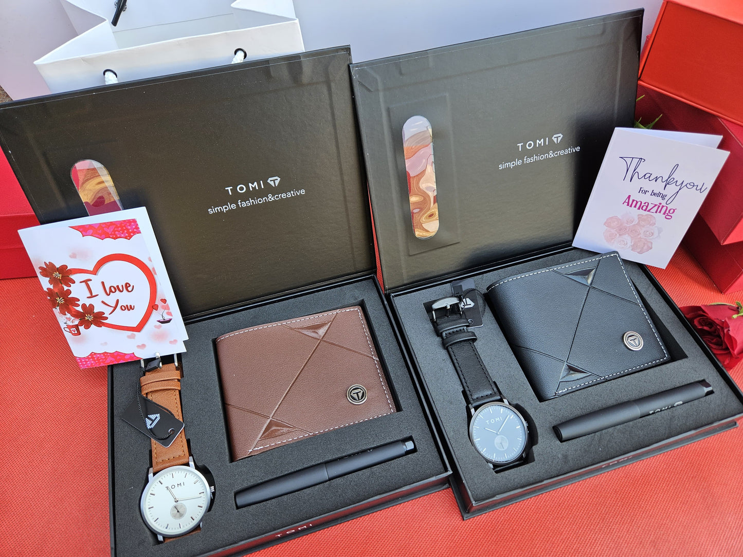 TOMI Gents Gift Set – Leather Wallet, Watch & Executive Pen