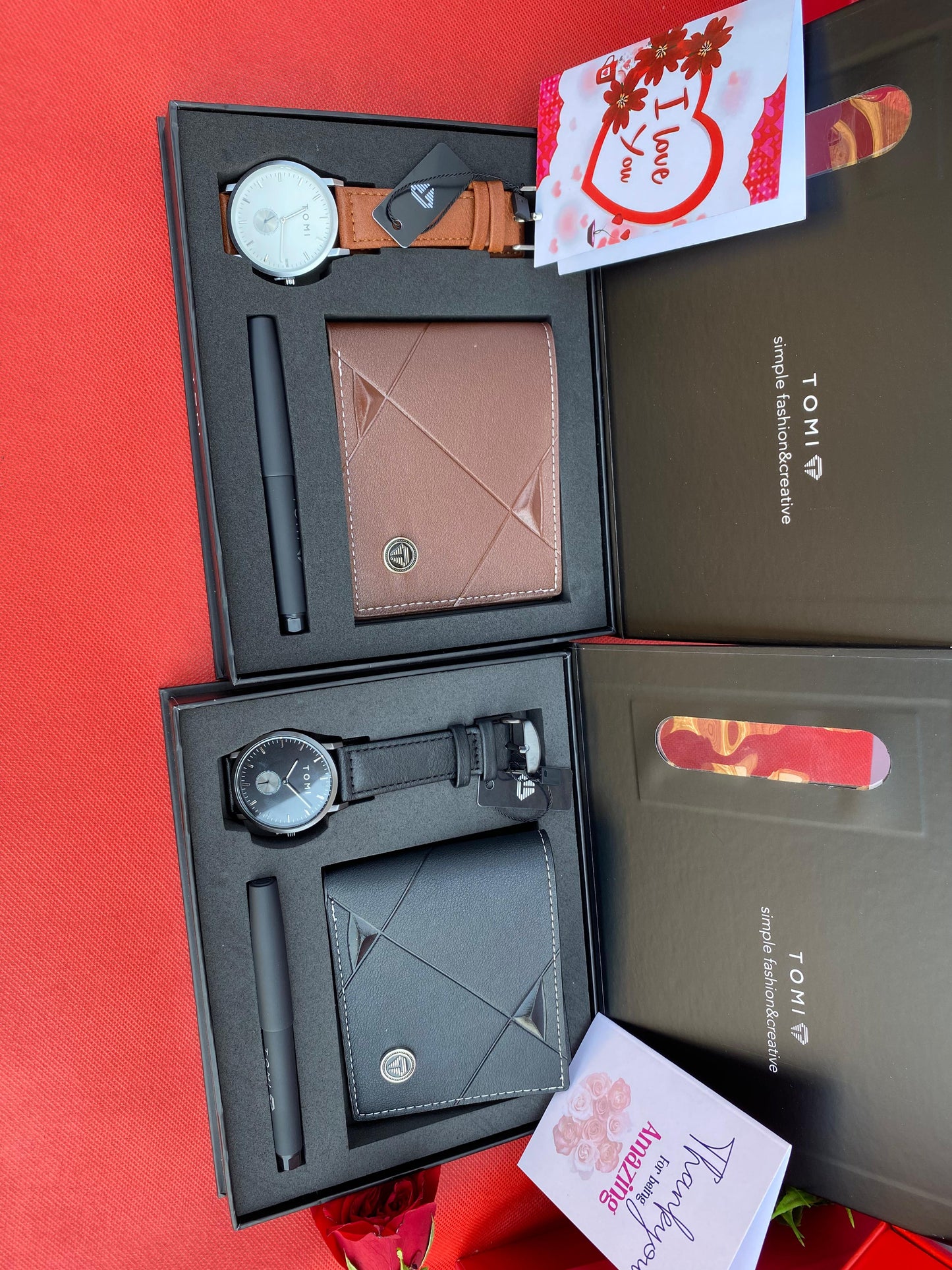 TOMI Gents Gift Set – Leather Wallet, Watch & Executive Pen
