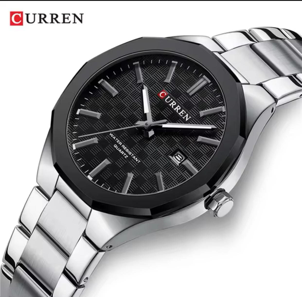 CURREN 8477 Business Luxury Men's Quartz Watch with Luminous Hands Stainless Steel Fashion Clock with Date Waterproof Wristwatch