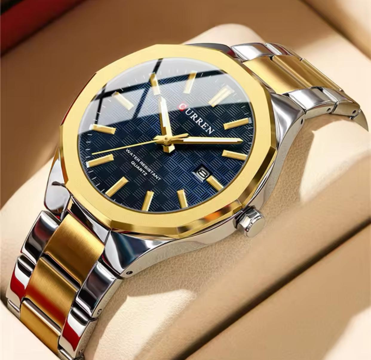 CURREN 8477 Business Luxury Men's Quartz Watch with Luminous Hands Stainless Steel Fashion Clock with Date Waterproof Wristwatch
