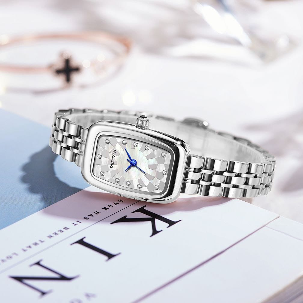 Rebirth 037 Fashion Women Watch Top Brand Rose Gold And Silver Stain Steel Waterproof Date Quartz Ladies Watch High Quality Clock Gifts D037