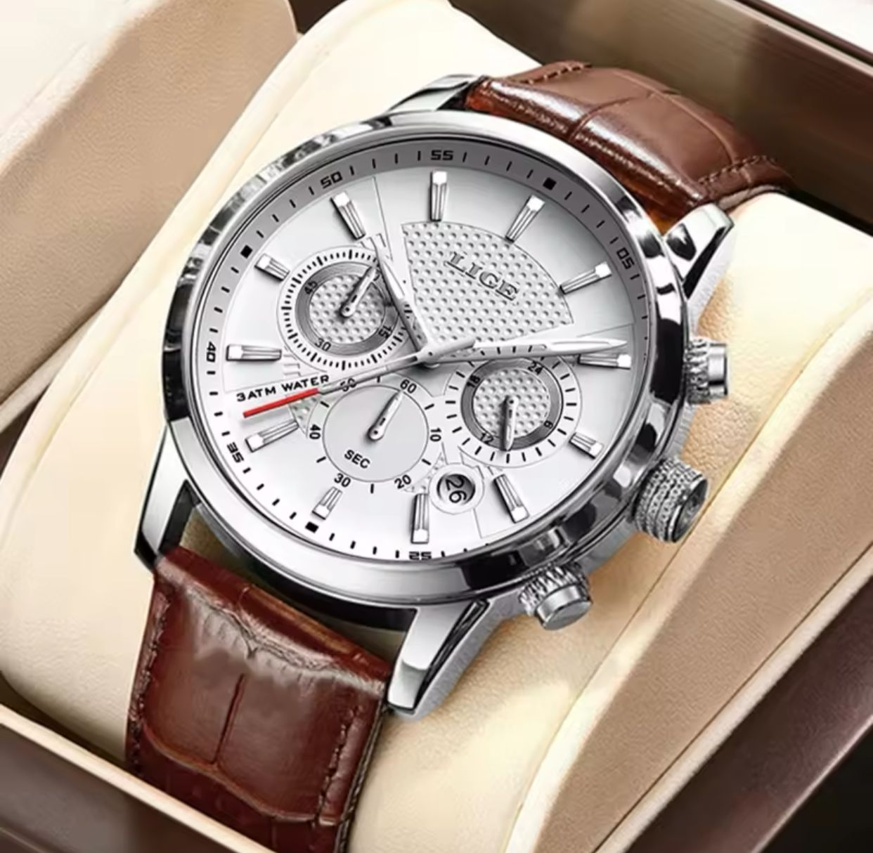 LIGE 9866 2024 Watches Mens New Top Brand Luxury Casual Leather Quartz Men's Watch Business Clock Male Sports Waterproof Date