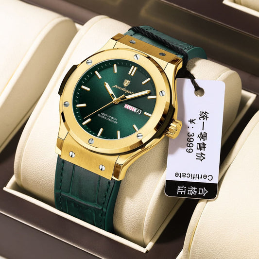 Newest Hot Sale Quartz Watch for Men POEDAGAR 952 High Quality Leather Strap Date Men's Watch Luxury Waterproof Wristwatch