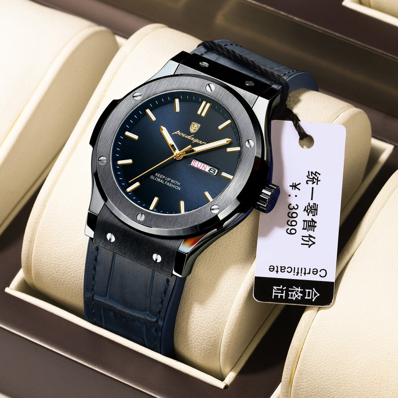 Newest Hot Sale Quartz Watch for Men POEDAGAR 952 High Quality Leather Strap Date Men's Watch Luxury Waterproof Wristwatch