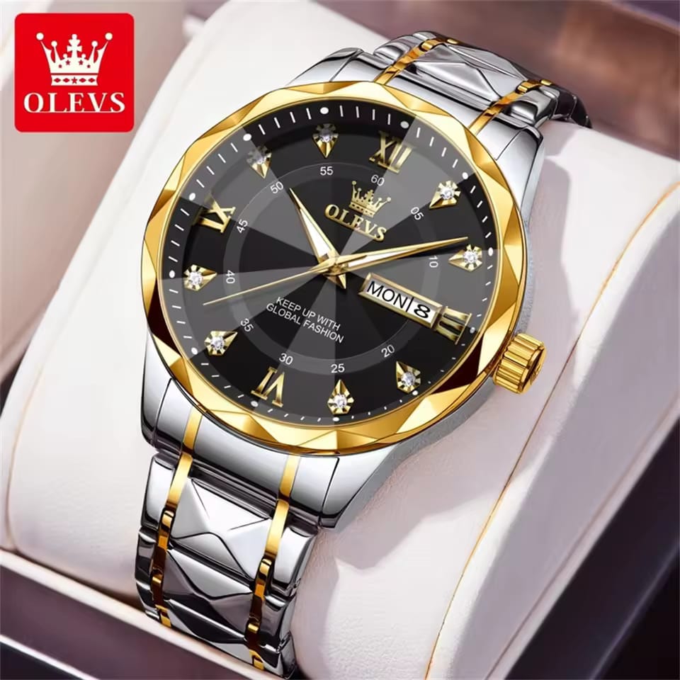 OLEVS 5609 high quality luxury brand men classic waterproof luminous stainless steel quartz watch