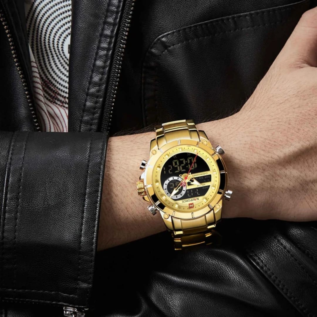 Top Men Watches Luxury Brand NAVIFORCE 9163 Gold Silver Black Men's Quartz Hour Analog LED Sports Watch Men new sport Wrist Watch