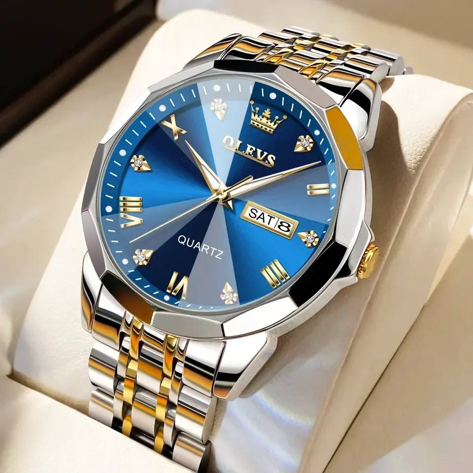 Hot Sales Men's Watches OLEVS 9931 Mirror Original Quartz Watch For Man Waterproof Stainless Steel Wristwatch Male Week Date