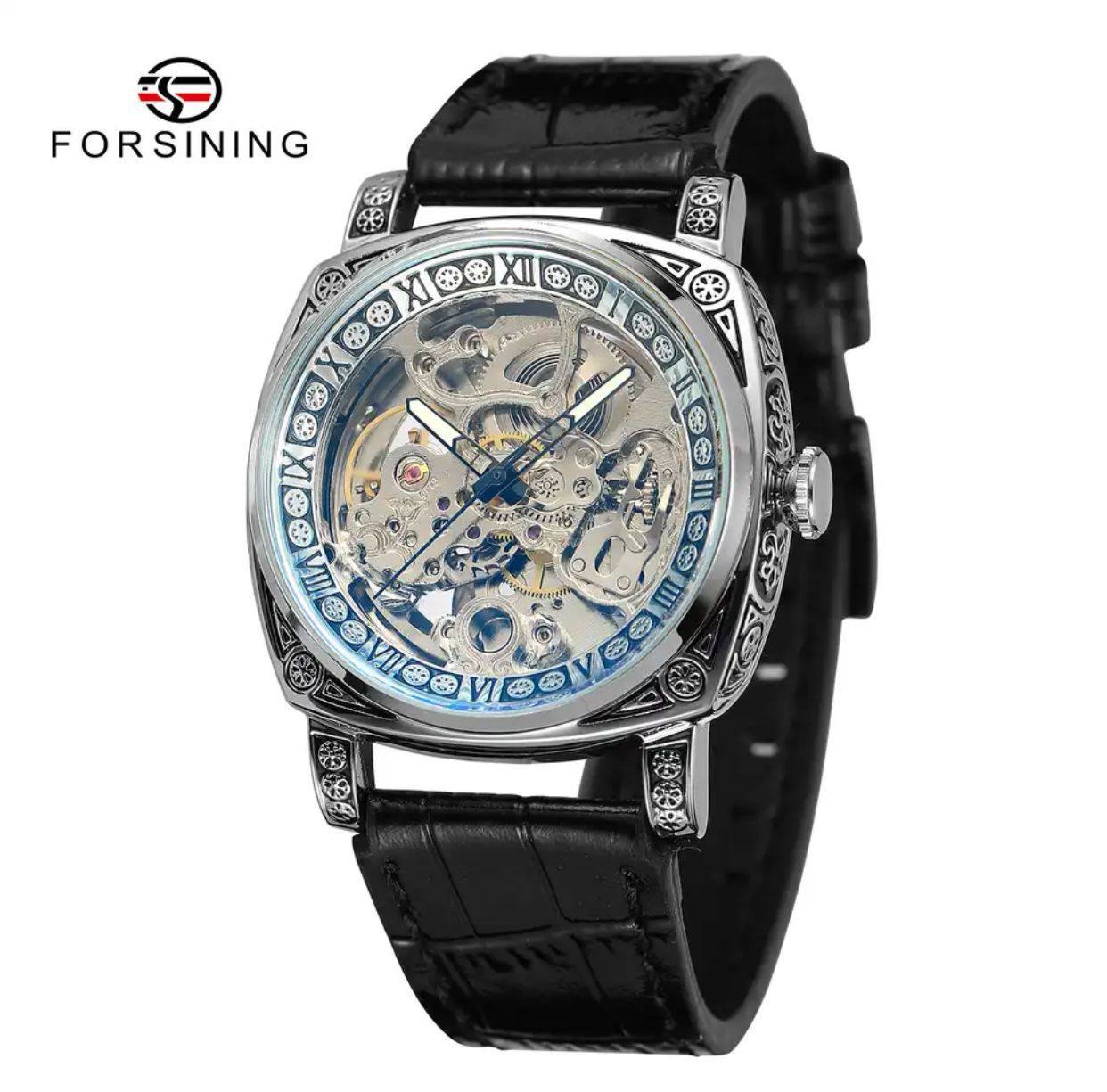 FORSINING 8247 hot selling Automatic male mechanical watch leather Strap water proofing strap auto date business wrist watch
