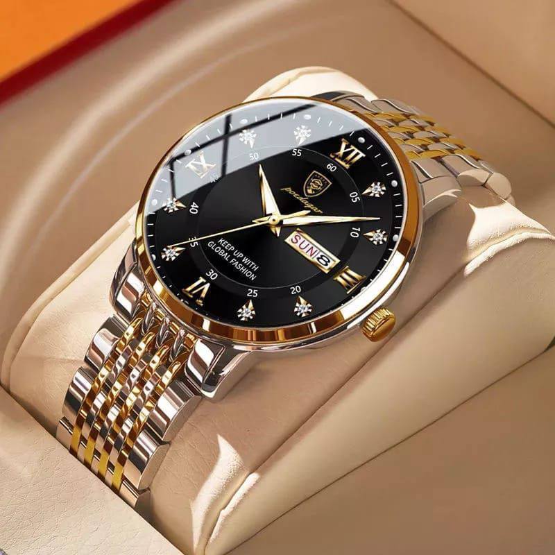 Business Casual Watch for Men POEDAGAR 836 Stainless Steel Top Quality Luxury Luminous Date Week Sport Wrist Watches