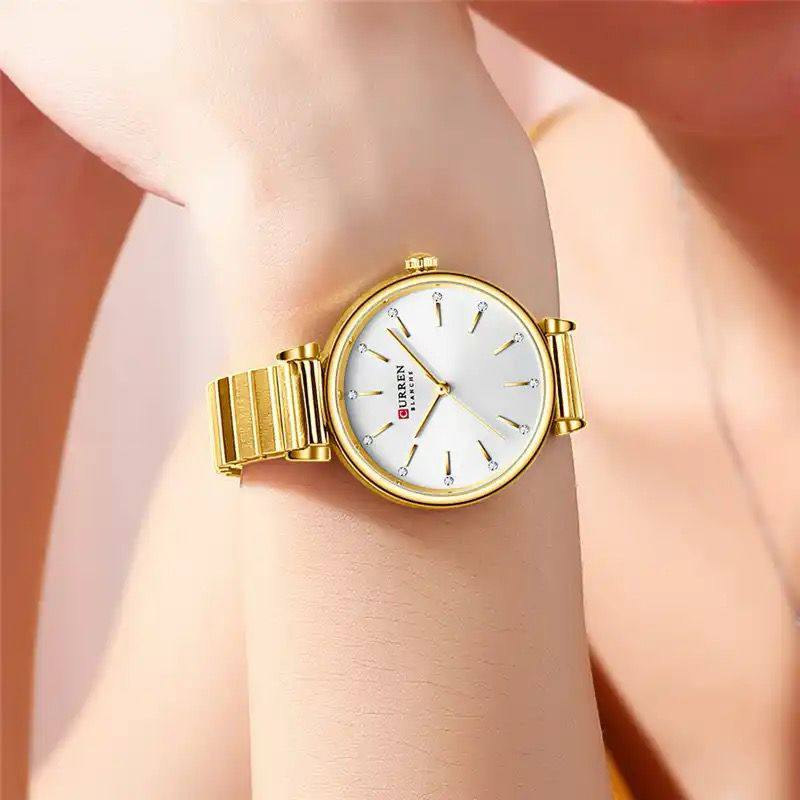 Women Stainless Steel Strap Simple Crystal Dial CURREN 9081 Waterproof Quartz Watch
