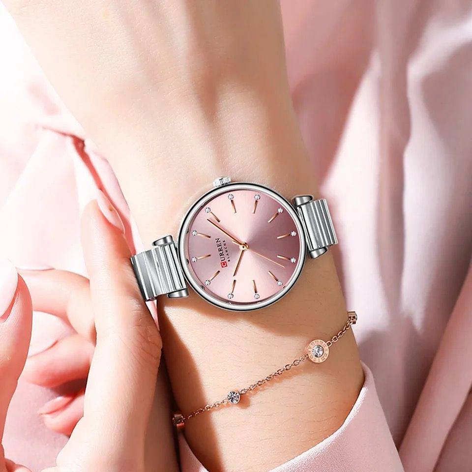 Women Stainless Steel Strap Simple Crystal Dial CURREN 9081 Waterproof Quartz Watch