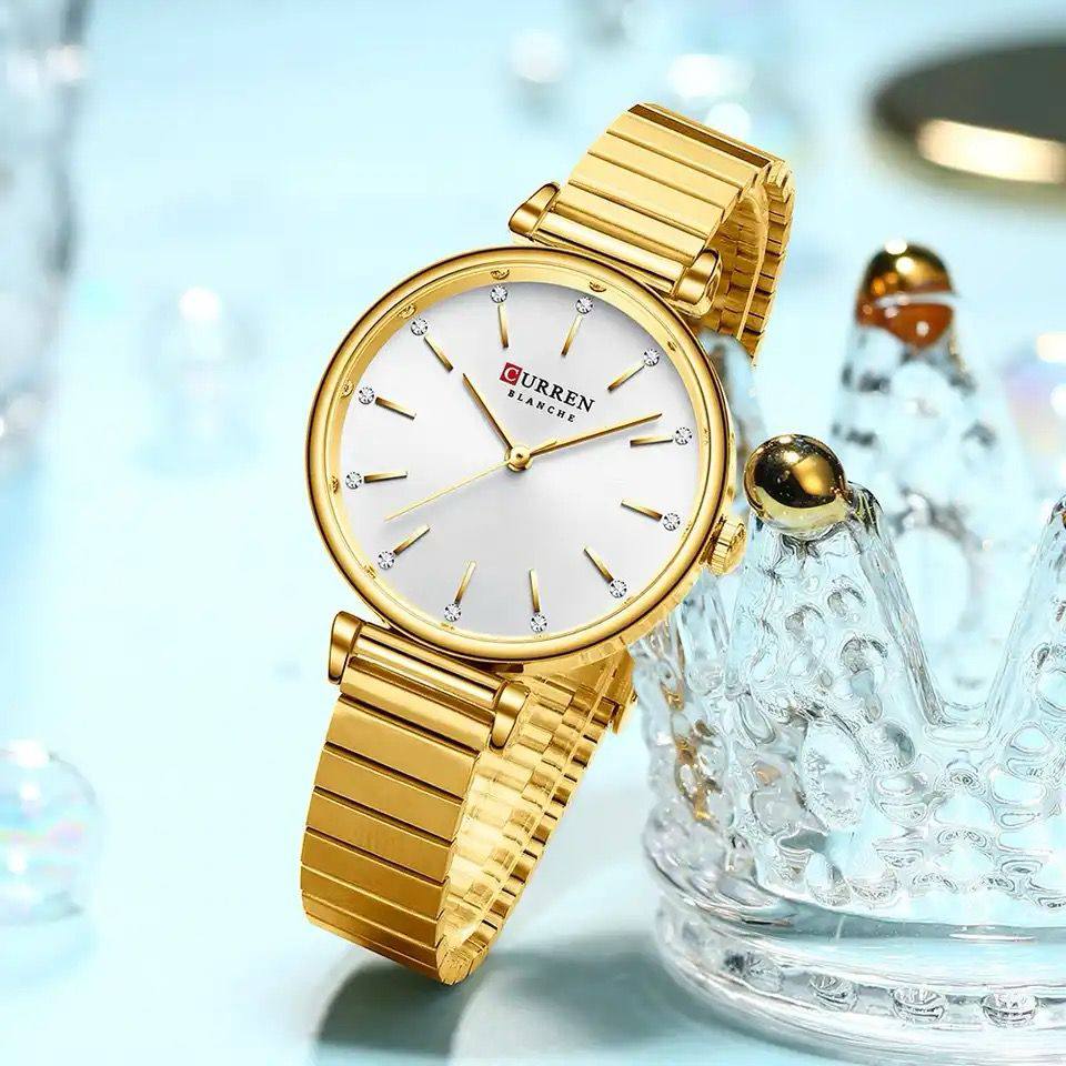 Women Stainless Steel Strap Simple Crystal Dial CURREN 9081 Waterproof Quartz Watch