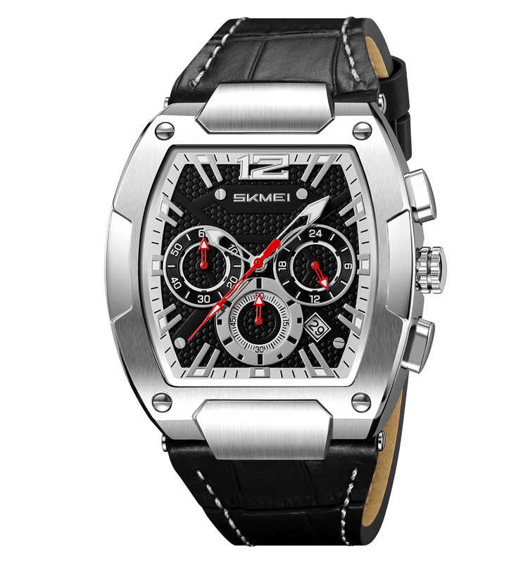 Luxury Skmei 9357 Fashion Sports Watch Men Stainless Steel Back Genuine Leather Quartz Watch