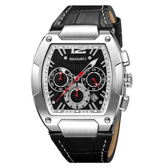 Luxury Skmei 9357 Fashion Sports Watch Men Stainless Steel Back Genuine Leather Quartz Watch