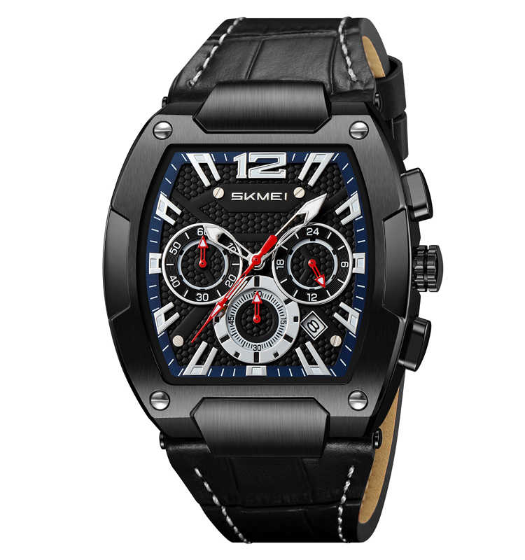 Luxury Skmei 9357 Fashion Sports Watch Men Stainless Steel Back Genuine Leather Quartz Watch