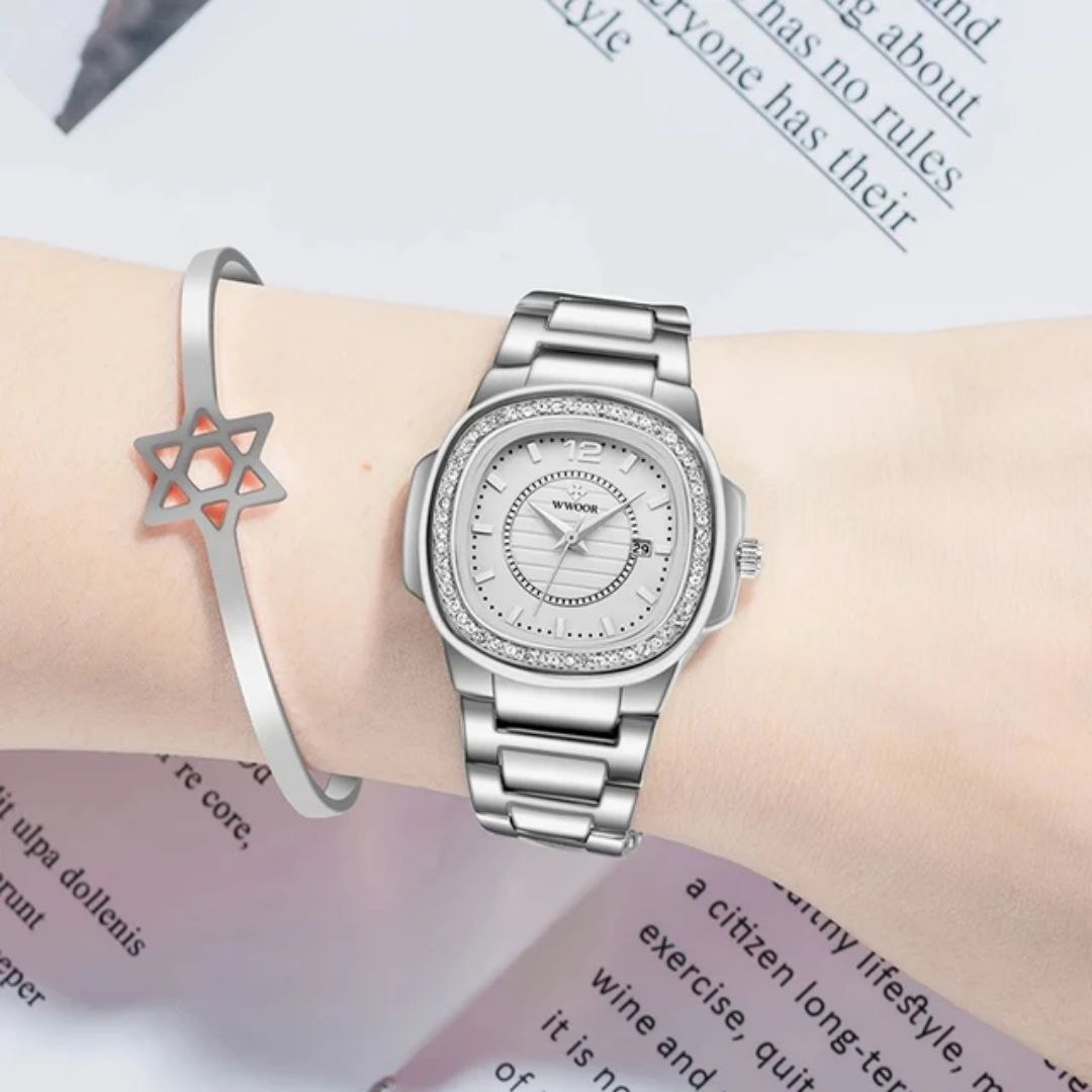 Light luxury Elegant Women Business Casual Quartz Watch Fashion WWOOR 8874 Diamond Stainless Steel Small Style Wristwatches Lady