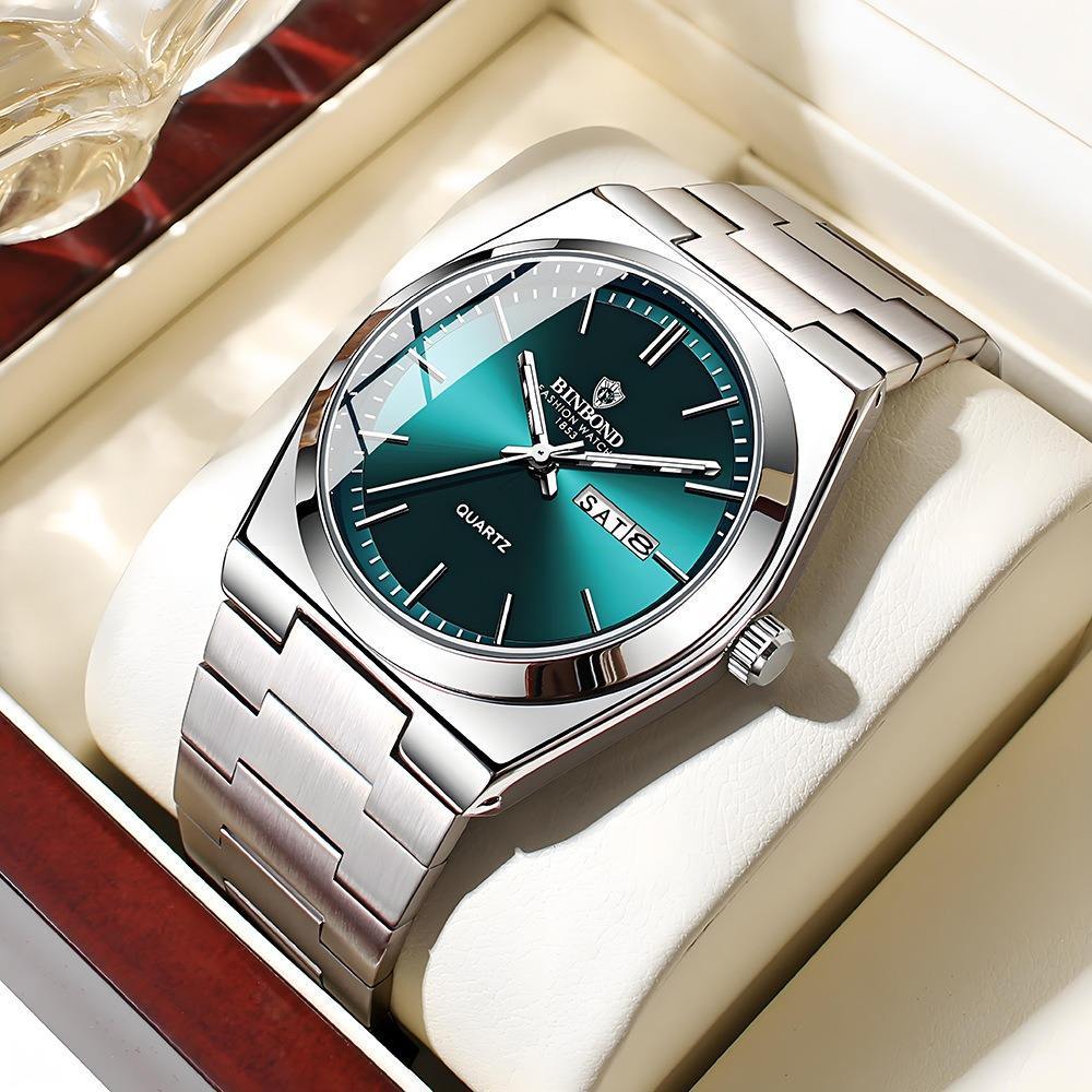 Binbond B102 Luxury Men Wristwatches Waterproof Luminous Date Week Clock Man Watch Gold Stainless Steel Casual Quartz Watches