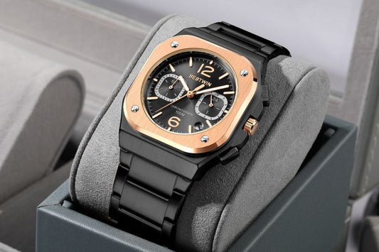 Luxury Stainless Steel Waterproof Men Quartz Watch BESTWIN L Top Brand Steel Quartz Clock Waterproof Chronograph