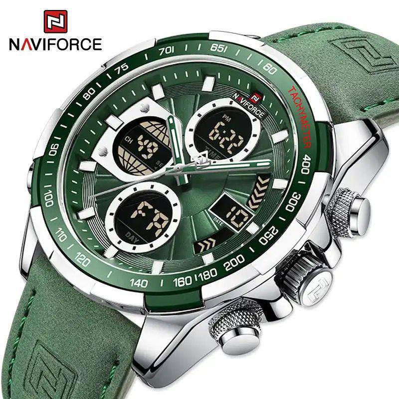 Top Luxury Brand New Naviforce 9197 Quartz Watches For Men Sport Luminous Digital Waterproof Alarm Chronograph Male