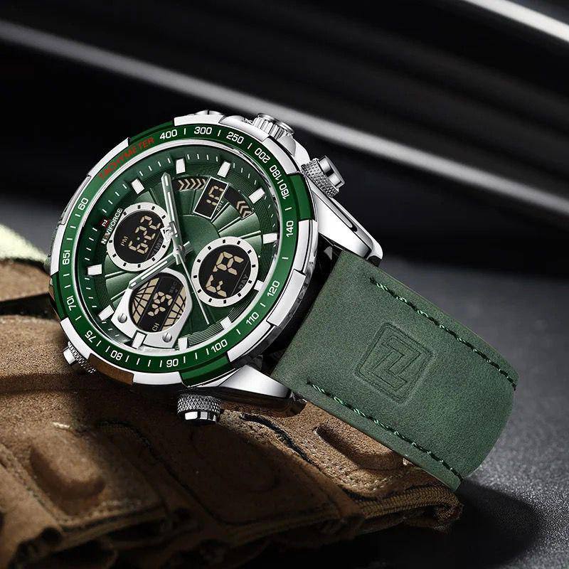 Top Luxury Brand New Naviforce 9197 Quartz Watches For Men Sport Luminous Digital Waterproof Alarm Chronograph Male