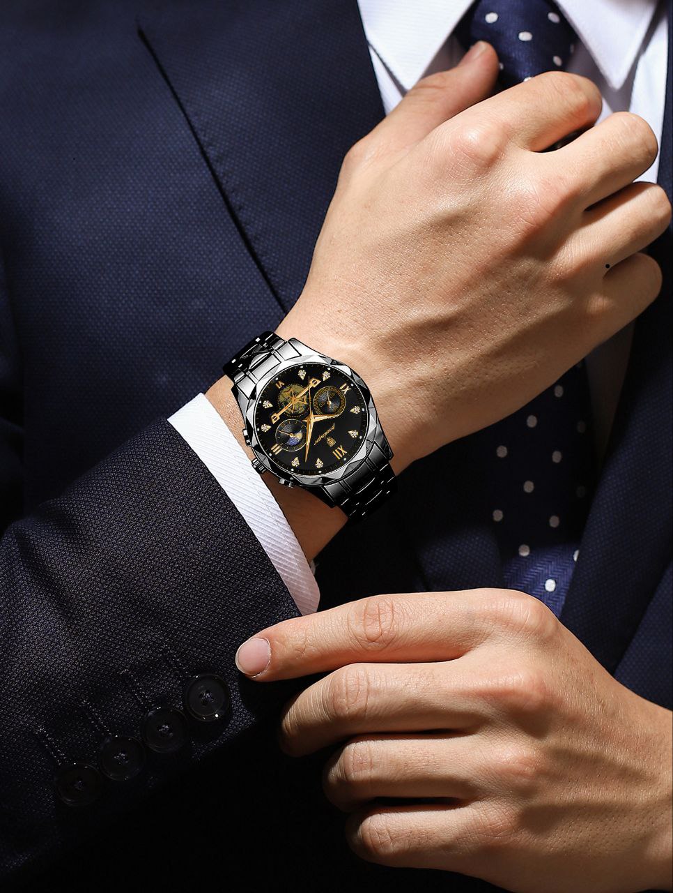 Fashion Quartz Men Watch POEDAGAR 996 Stainless Steel Men's Luxury Wristwatches Top Brand Business Waterproof Date Watch For Men