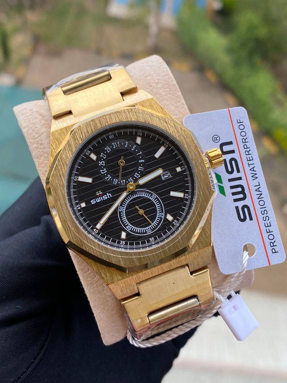 Hot Selling Fashion Luxury Swish 2311-2 Mens Watch Stainless Steel Analog, Waterproof Luminous Quartz Movement Watch For Men