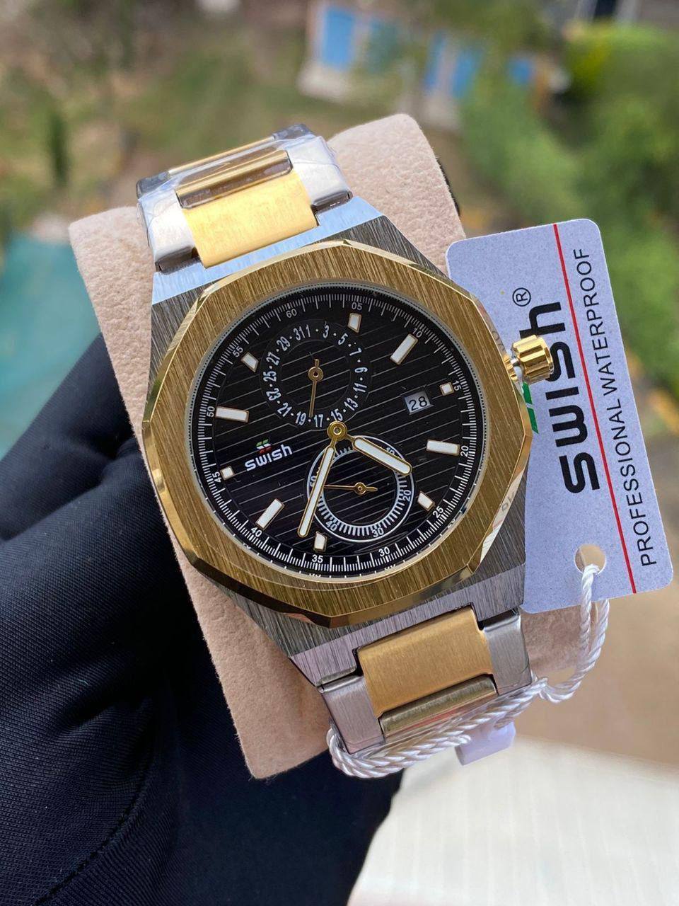 Hot Selling Fashion Luxury Swish 2311-2 Mens Watch Stainless Steel Analog, Waterproof Luminous Quartz Movement Watch For Men