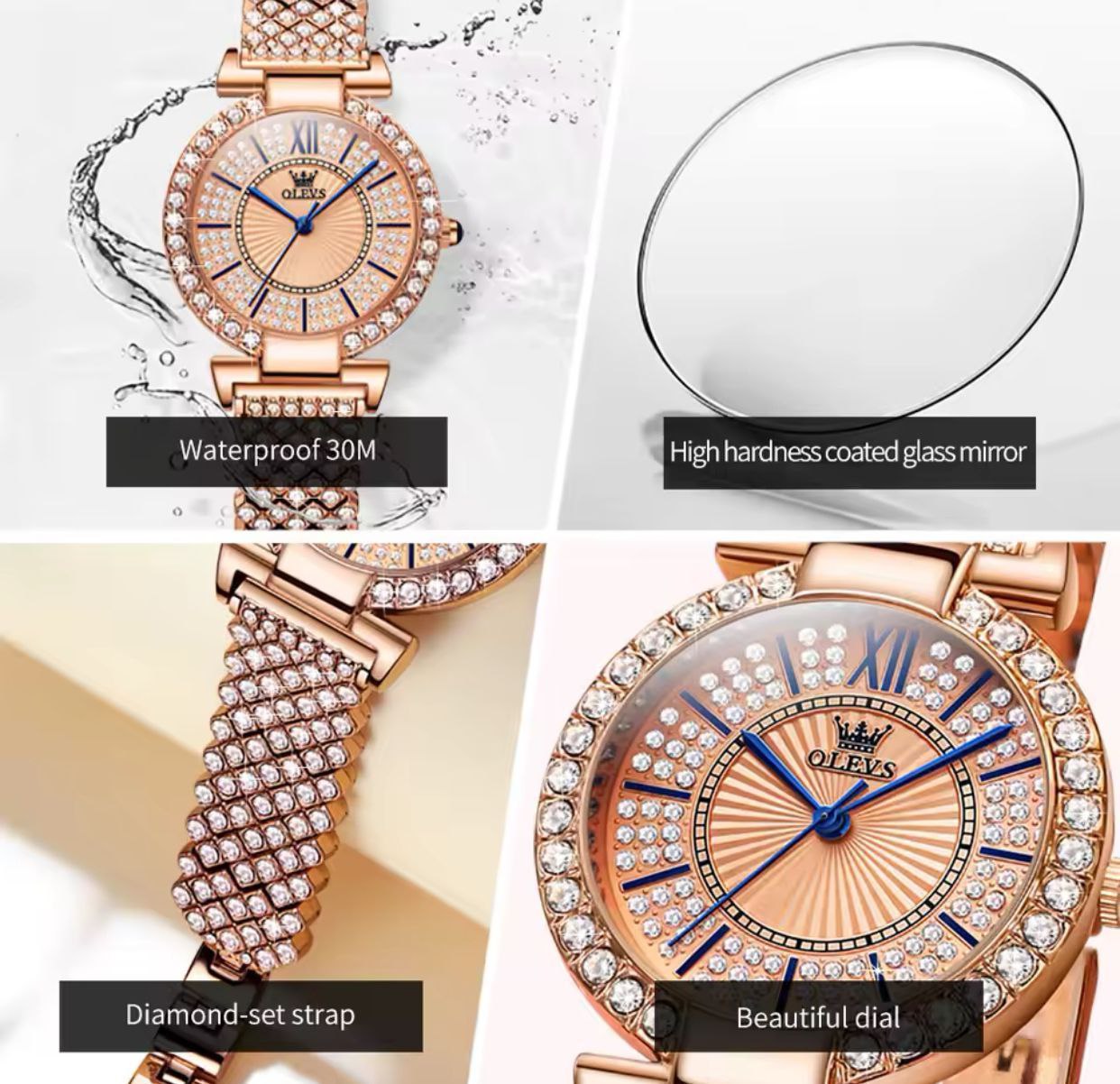 OLEVS 9942 Top Brand New Elegant Bracelet Women Luxury Watches Creative Diamonds 3d Dial Wristwatches