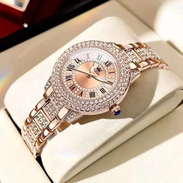 OLEVS 9943 Ladies Diamond Quartz Watch Top Brand Luxury Women's Wristwatch Waterproof Luminous Original Rose Gold Woman Watches