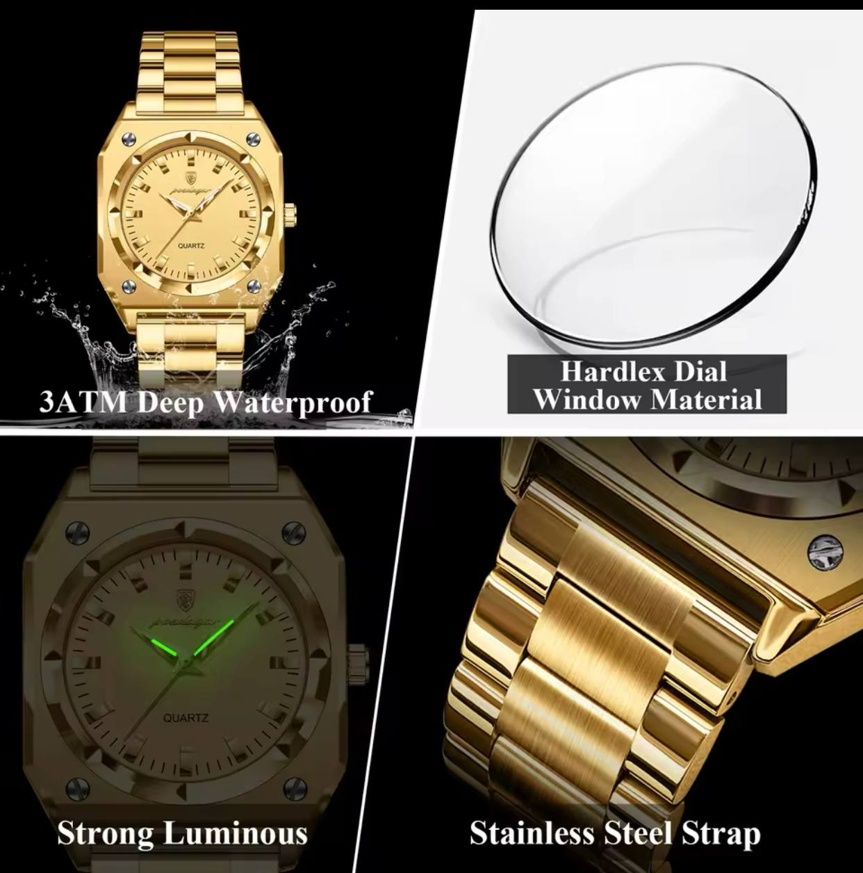 Poedagar 788 Gold Luxury Watch Women Watch Waterproof Luminous Stainless Steel Women's Quartz Watches