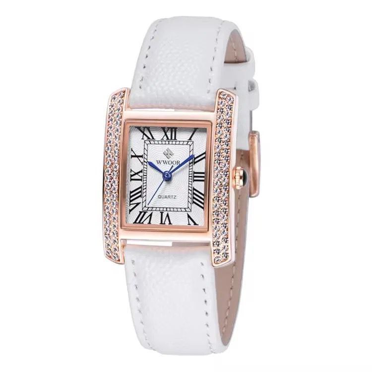 WWOOR 8806 Elegant Water Proof Fashion Leather Watch Casual Watches Prices Premium Wristwatch Business Nice Watch for Women
