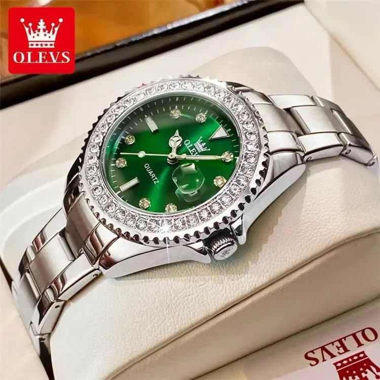New OLEVS 9945 Original Diamond Dial Quartz Watch for Women Fashion Elegant Ladies Stainless Steel Waterproof Women's Wristwatch