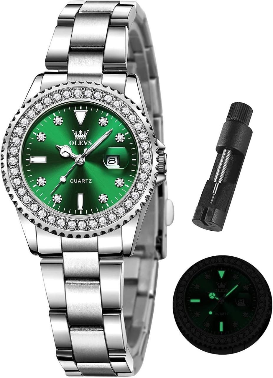 New OLEVS 9945 Original Diamond Dial Quartz Watch for Women Fashion Elegant Ladies Stainless Steel Waterproof Women's Wristwatch