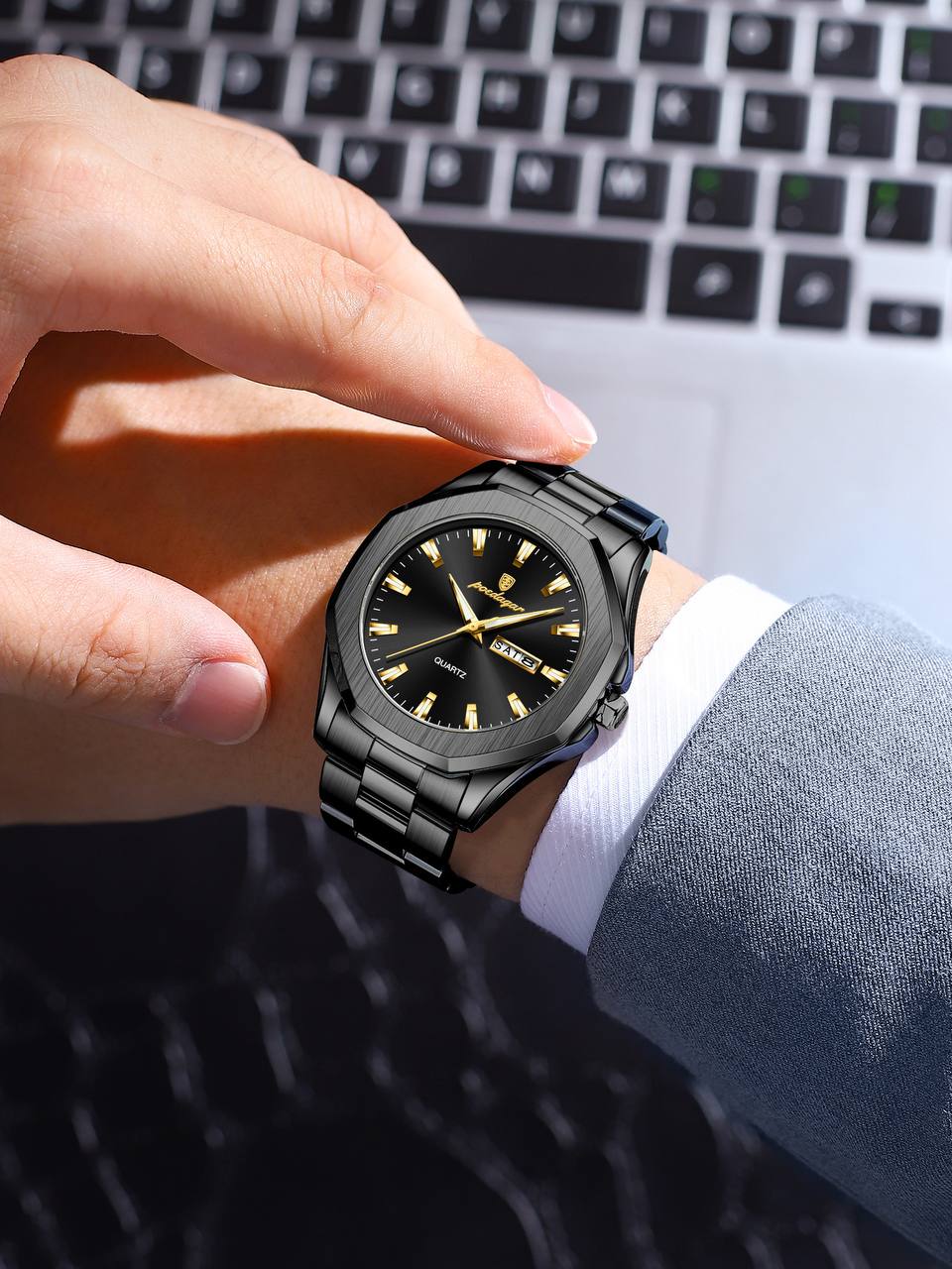 High quality POEDAGAR 875 Men Wristwatch Waterproof Luminous Original Man Watch Stainless Steel Sport Quartz Men's Watches