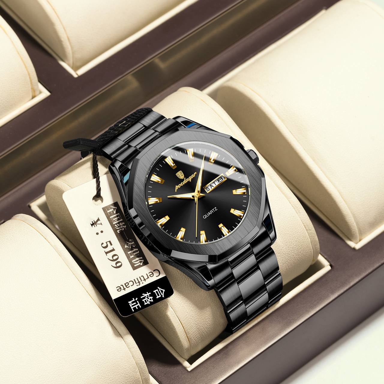 High quality POEDAGAR 875 Men Wristwatch Waterproof Luminous Original Man Watch Stainless Steel Sport Quartz Men's Watches