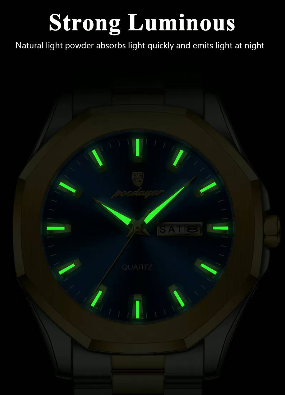 High quality POEDAGAR 875 Men Wristwatch Waterproof Luminous Original Man Watch Stainless Steel Sport Quartz Men's Watches