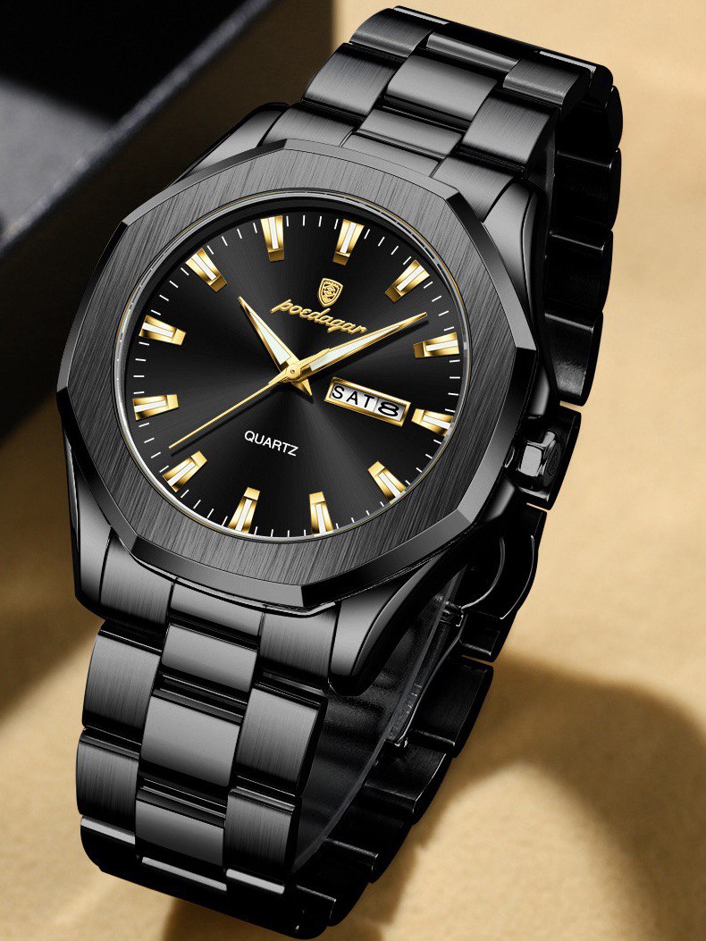 High quality POEDAGAR 875 Men Wristwatch Waterproof Luminous Original Man Watch Stainless Steel Sport Quartz Men's Watches