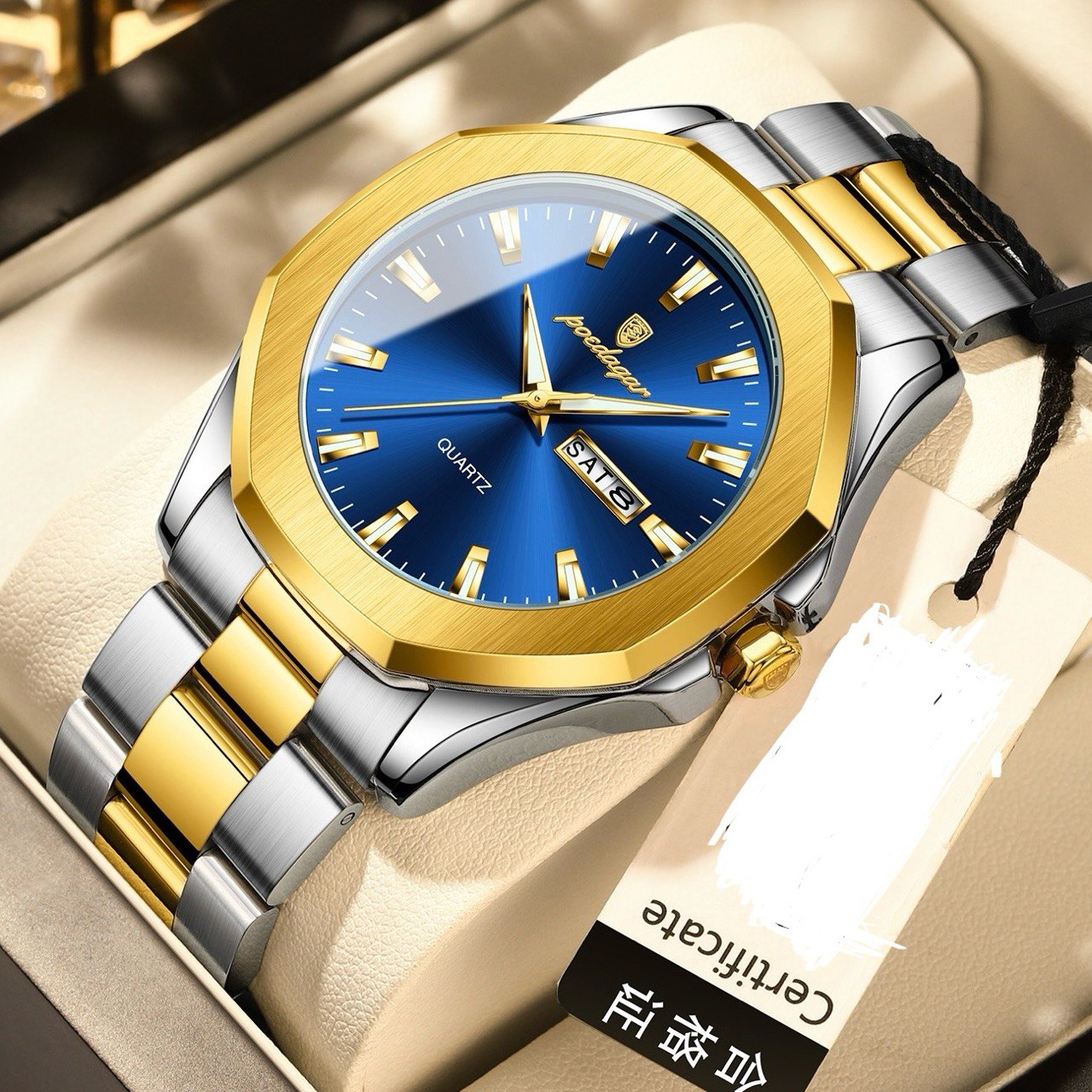 High quality POEDAGAR 875 Men Wristwatch Waterproof Luminous Original Man Watch Stainless Steel Sport Quartz Men's Watches