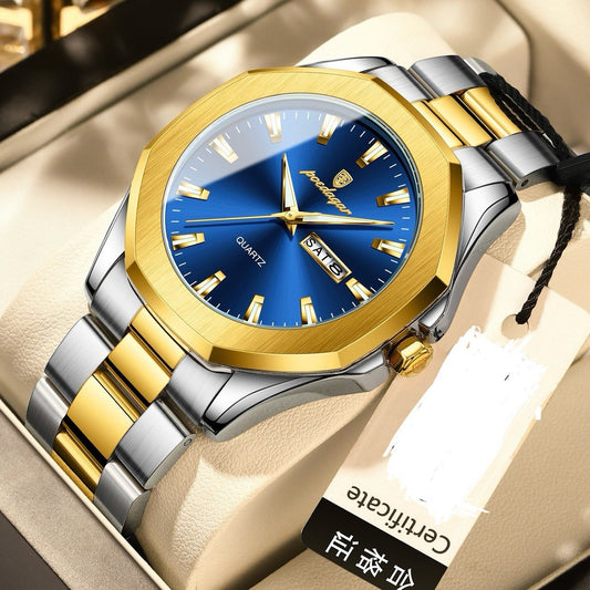 High quality POEDAGAR 875 Men Wristwatch Waterproof Luminous Original Man Watch Stainless Steel Sport Quartz Men's Watches