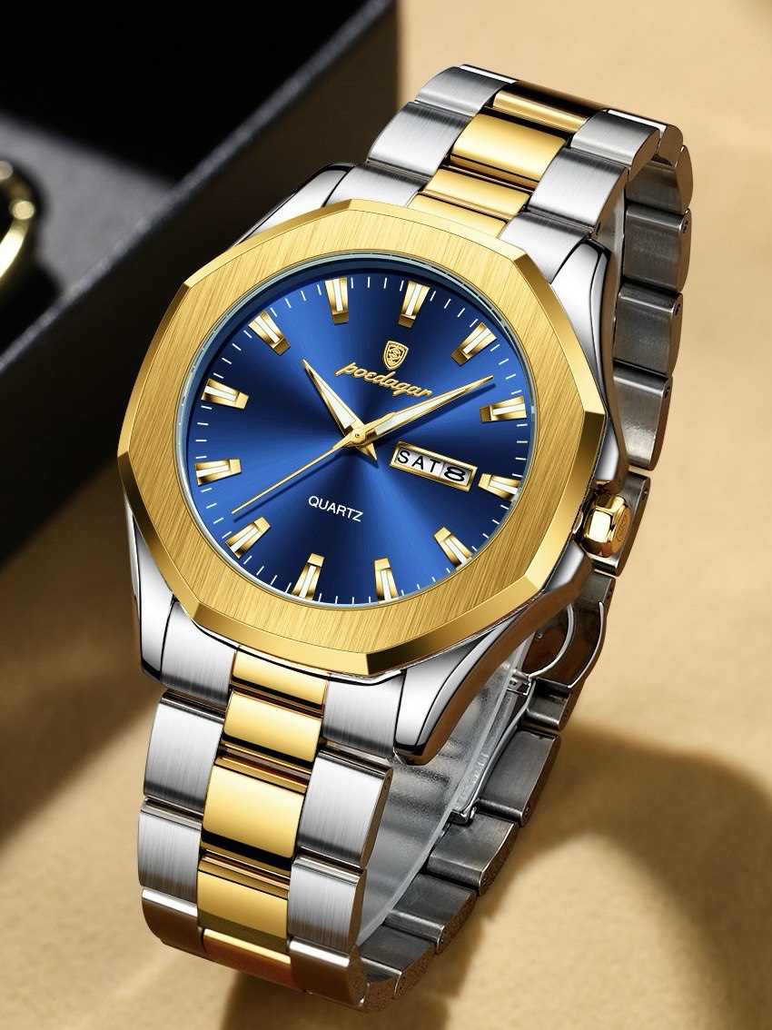 High quality POEDAGAR 875 Men Wristwatch Waterproof Luminous Original Man Watch Stainless Steel Sport Quartz Men's Watches