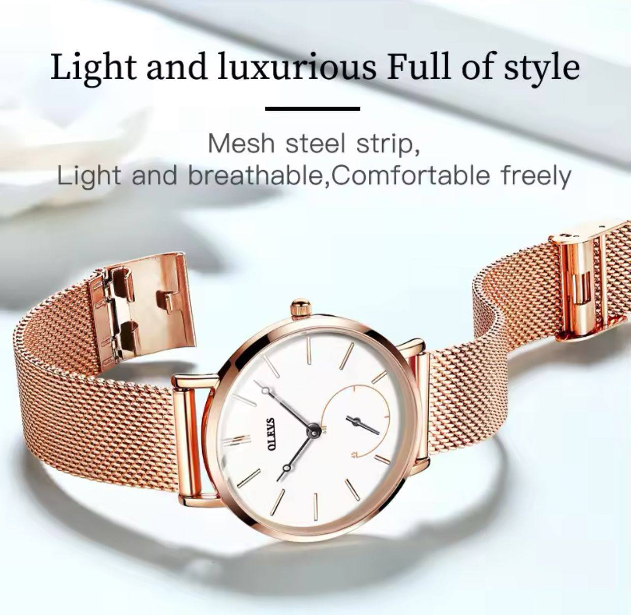 New 2025 OLEVS 5190 Women's Watches Stainless steel Belt Ultra thin 7mm Dial Waterproof Elegant Wristwatch Women Fashion Hand Clock