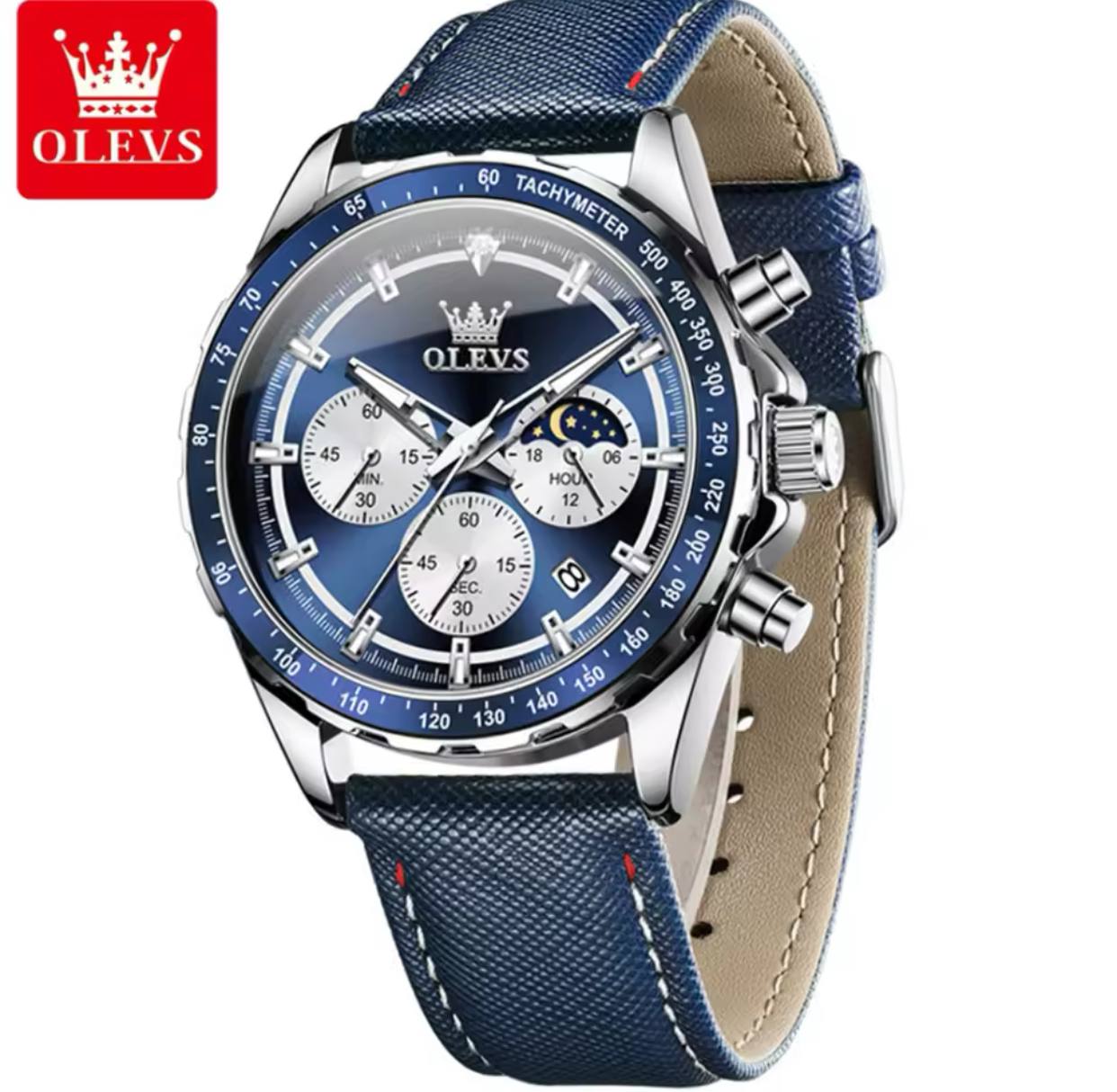 New Men's Business OLEVS 2945 Quartz 6-Pin Multifunctional Belt Watch Men's Wrist Watch
