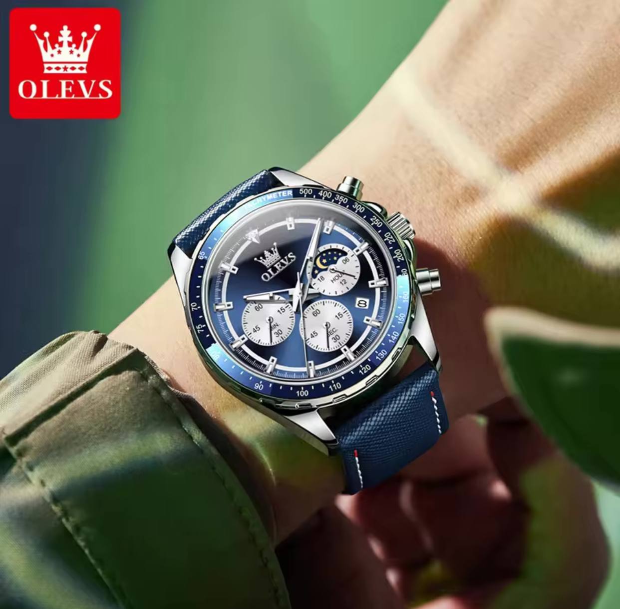 New Men's Business OLEVS 2945 Quartz 6-Pin Multifunctional Belt Watch Men's Wrist Watch