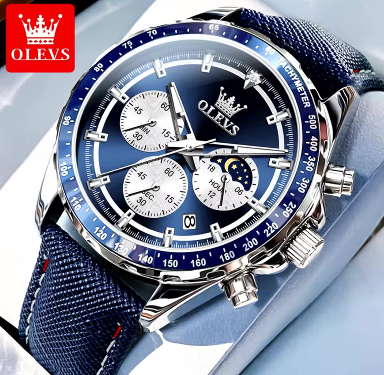 New Men's Business OLEVS 2945 Quartz 6-Pin Multifunctional Belt Watch Men's Wrist Watch