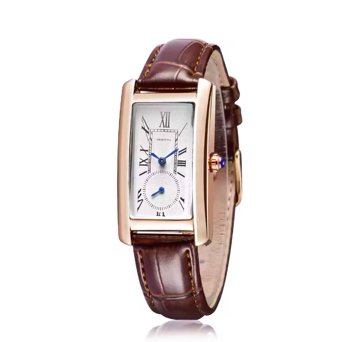 REBIRTH 109 Popular Potty Female Quartz Watch Vive Genuine Leather Band Water Resistant Minimalist Leisure Wrist Watch